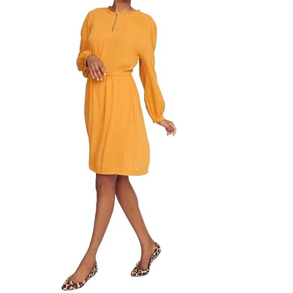 Old Navy Ruffle Trim Dress Womens L Sunflower Gold Yellow Elastic Waist Lined - Picture 1 of 8